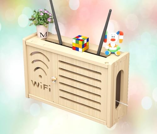 FGDIUCVN Aufbewahrungsregal für WLAN-Router, Aufbewahrungsbox aus Holz für WLAN-Router, an der Wand montierte Aufbewahrungsbox, Sortierbox für WLAN-Router, C-36 x 24 cm von FGDIUCVN