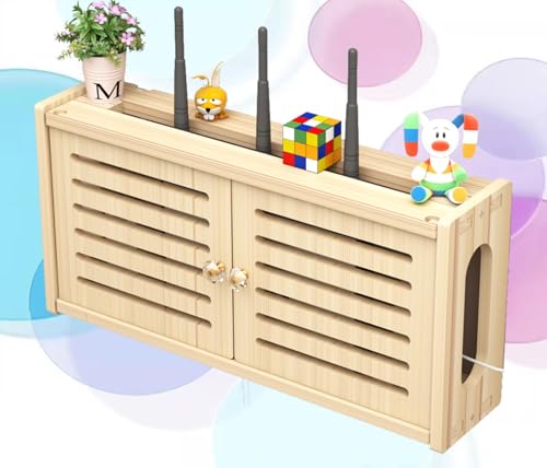 FGDIUCVN Router-Regal Wandmontierte Aufbewahrungsboxen für WLAN-Router Aufbewahrungsbox aus Holz für WLAN-Router Sortierbox für WLAN-Router,C-48x24cm von FGDIUCVN