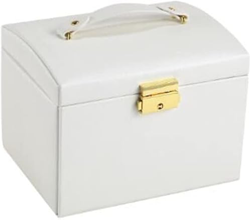 Große Schmuckschatulle, Organizer, Leder-Schublade, Schmuckkästchen, Ohrringe, Ringe, Halsketten, Schmuck-Organizer, Box (weiß, 17,5 x 14 x 13 cm) von FGDSEEEKJUFHH