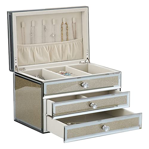 Schmuck-Organizer, Schmuckschatulle, Glas-Schmuck-Organizer, elegante Ohrringe, Ringe, Halsketten, Schmuck-Aufbewahrungsboxen, Geschenk für Frauen, Mädchen, Schmuck-Präsentationsbox (3) von FGDSEEEKJUFHH