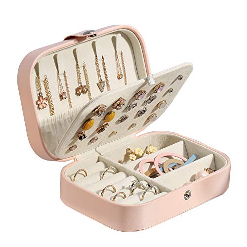 Schmuck-Organizer, Schmuckschatulle, tragbarer Schmuck-Organizer, Reise-Schmuck-Etui, kleine Schmuckschatulle, Leder-Schmuckaufbewahrung für Halsketten, Ringe, Schmucketui, Schmuckdisplay von FGDSEEEKJUFHH