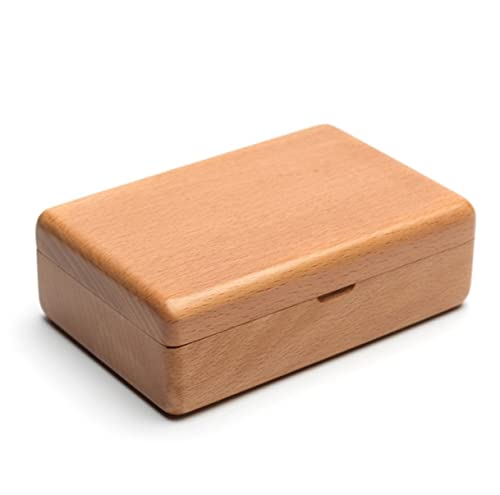 Schmuckschatulle aus Holz, Schmuck-Aufbewahrungsbox für Ringe, Ohrringe, Halsketten, einfach zu tragen, 12 x 8 x 4 cm (Buche, 12 x 8 x 4 cm) von FGDSEEEKJUFHH