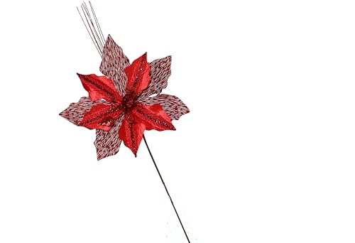 FGF IMPORT EXPORT Roter Glitzer Blume NAT. 52 cm 61018, Siehe Foto, N/D von FGF IMPORT EXPORT