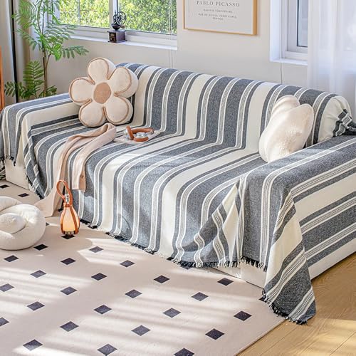 FGHUF Nordischer Moderner Sofa Überzug Sofabezug 1/2/3/4 Sitzer, Sofaüberwurf Sofa Überwurfdecke, Couch Überzug Mit Fransen, Plüschstoff, Anti-Katzenkratzer, Universal, Antifouling von FGHUF