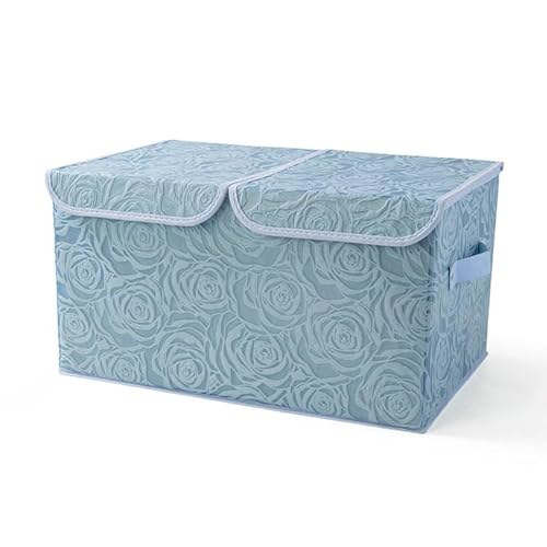 Zusammenklappbare Aufbewahrungsbox for den Schreibtisch, Sortierbox for Kleidung aus Vliesstoff, zusammenklappbare Aufbewahrungsboxen mit Deckel, Aufbewahrungsbox aus Baumwolle und Leinen(Large Sky Bl von FGKDNCJQ