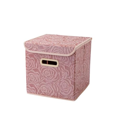 Zusammenklappbare Aufbewahrungsbox for den Schreibtisch, Sortierbox for Kleidung aus Vliesstoff, zusammenklappbare Aufbewahrungsboxen mit Deckel, Aufbewahrungsbox aus Baumwolle und Leinen(Square Pink von FGKDNCJQ