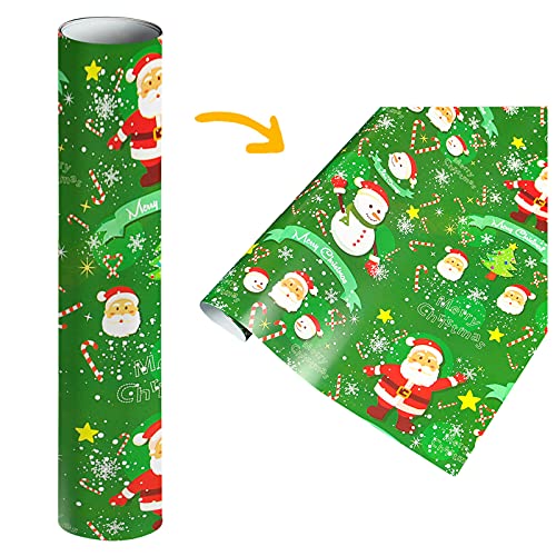 FGUUTYM 1 Stück (75 cm x 51 cm, 4,11 Quadratfuß) einseitiges Weihnachtsgeschenkpapier, klassischer Weihnachtsmann und andere Muster Geschenkpapier Lose 24 (D, One Size) von FGUUTYM