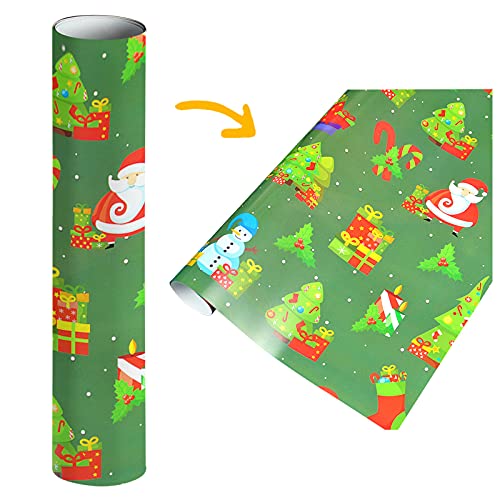 FGUUTYM 1 Stück (75 cm x 51 cm, 4,11 Quadratfuß) einseitiges Weihnachtsgeschenkpapier, klassischer Weihnachtsmann und andere Muster Geschenkpapier Lose 24 (F, One Size) von FGUUTYM