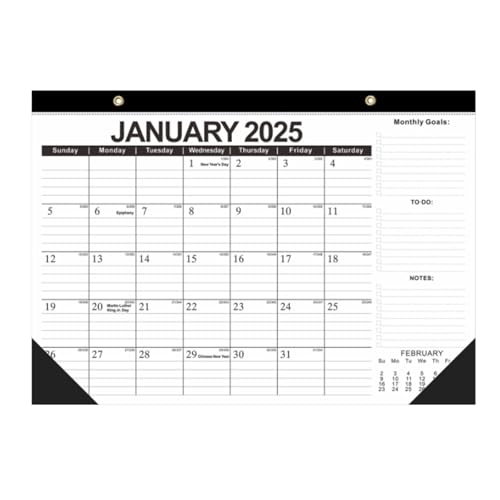 FGUUTYM 2025 Monatskalender für Schreibtischunterlage, groß, 21 34 x 17 Schreibtischunterlage-Kalender Ringbuch Kalender 2022 (Black, One Size) von FGUUTYM