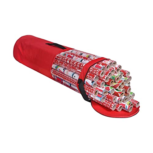 FGUUTYM 24 Wickelrolle Tapetenbeutel Behälterrolle Weihnachten Passt zur Aufbewahrung von Geschenkpapier, Haushaltsführung und Organisatoren Kleiderboxen Zur Aufbewahrung (Red, One Size) von FGUUTYM