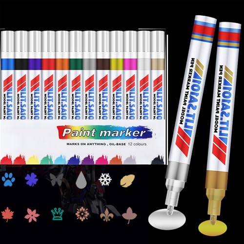 FGXY 12PCS Pinsel Set, Geruchsarme Marker, Wasserfeste Tintenstifte Auf Ölbasis, Acrylsteinmalstifte, Buntstifte Set, Geeignet Für Schulen, Kunstausbildungsinstitute von FGXY