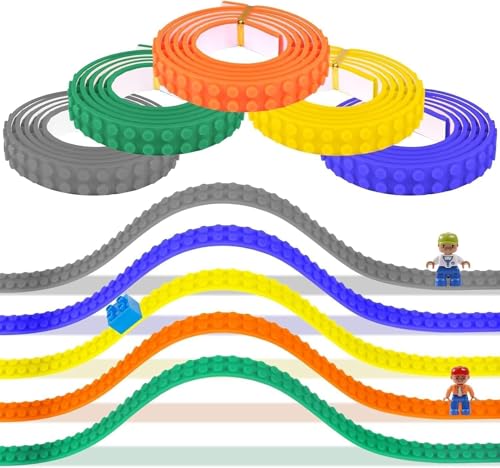 5 Rolle Klebeband Bausteine, 92 cm Spielzeug-Band Selbstklebendbausteine,Spielzeug Silikon Kompatibel Fliesen für Kinder und Kleinkinder,Bauplatte,BAU Spielzeug, für die meisten Spielzeuge von FGen