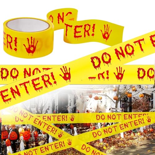 FHBHJNATC Absperrband, Halloween Deko, Horror Deko, Caution Tape Schrägband Bündel Für Outdoor Horror Gefahrenbereiche Zombie Party Dekohalloween Zombie Warnband, Gefahren Warnband von FHBHJNATC