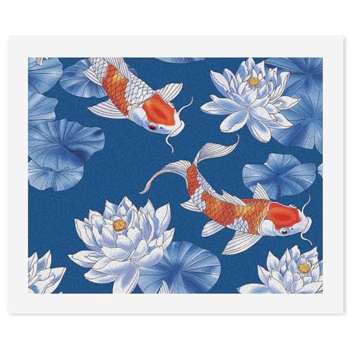 FHECVBN Malen nach Zahlen Kit für Erwachsene Anfänger Blume und Fisch Erwachsene Malen nach Zahlen Kits DIY Digital Painting Kit Acryl Ölgemälde Kits Home Wall Decor von FHECVBN