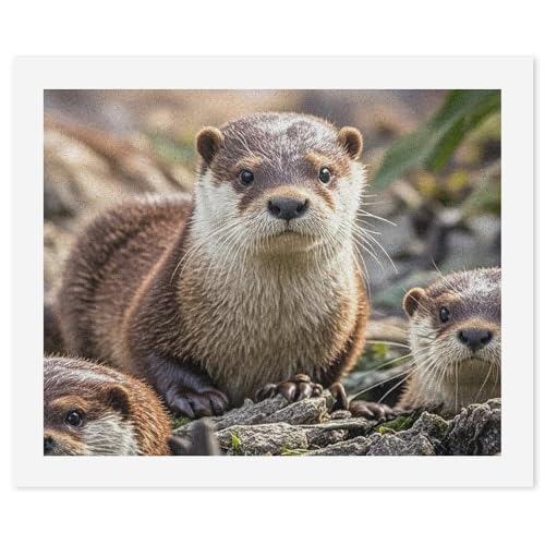 FHECVBN Malen nach Zahlen Kit für Erwachsene Anfänger Tier Niedliche braune Otter Erwachsene Malen nach Zahlen Kits DIY Digital Painting Kit Acryl Ölgemälde Kits Home Wall Decor von FHECVBN