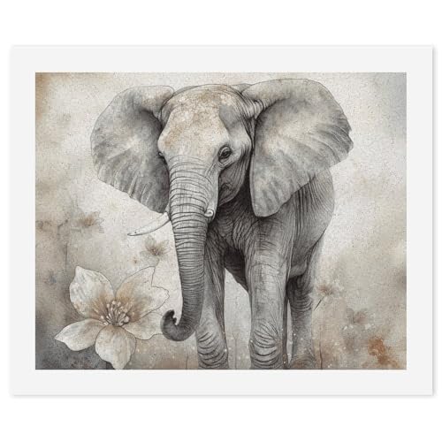 FHECVBN Malen nach Zahlen Kit für Erwachsene Anfänger Tiere Niedlicher Elefant Erwachsene Malen nach Zahlen Kits DIY Digital Painting Kit Acryl Ölgemälde Kits Home Wall Decor von FHECVBN