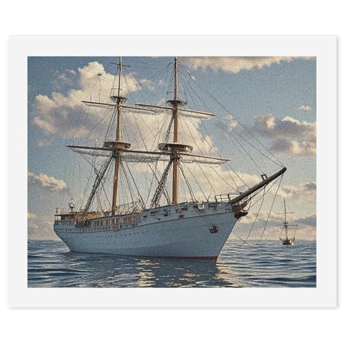 FHECVBN Malen nach Zahlen Kit für Erwachsene Anfänger Vintage nautisches weißes Schiff Erwachsene Malen nach Zahlen Kits DIY Digital Painting Kit Acryl Ölgemälde Kits Home Wall Decor von FHECVBN