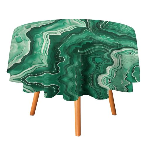 FHECVBN Runde Tischdecken, grüne und weiße Tinte, bedruckt, Thanksgiving-Tischdecke, waschbar, dekorative Polyester-Tischdecke für Party, Esstisch, Hochzeit, Heimdekoration, 127 x 127 cm von FHECVBN