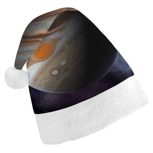 FHECVBN Weihnachtsmütze für Erwachsene, Jupiter, Landschaft, bedruckt, Weihnachtsmannmütze, Weihnachtsmütze für Uni, Neujahr, festliche Party von FHECVBN