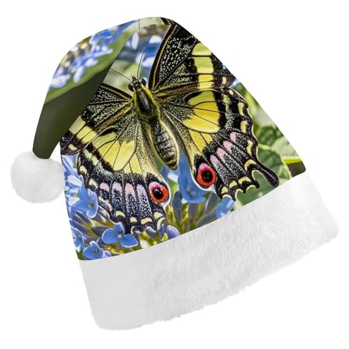 FHECVBN Weihnachtsmütze für Erwachsene, schöner Schmetterling, bedruckt, Weihnachtsmannmütze, Weihnachtsmütze für Uni, Neujahr, festliche Party von FHECVBN