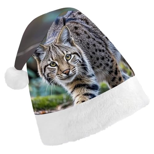 FHECVBN Weihnachtsmütze für Erwachsene, wilder Bobcats, bedruckt, Weihnachtsmannmütze, Weihnachtsmütze für Uni, Neujahr, festliche Party von FHECVBN