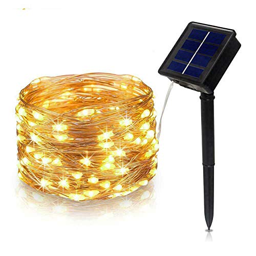 Solar Lichterkette Aussen,Tragbar Solar Solarlichterketten, Warm Weiß 22Ｍ 200LEDS / 8 Modi, Wasserdichte IP65 für Hausgartendekoration (200LEDS / 2 Modi) von FHEDE