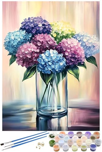 Blume Malen Nach Zahlen Erwachsene mit Rahmen, Anlage Malen Nach Zahlen ab 7 Jahre Mädchen Kinder Anfänger, 5D DIY Paint by Numbers Bastelset mit 3 Pinseln und Acrylfarbe, Home Wanddeko, 20x30cm -6462 von FHFFTZSC