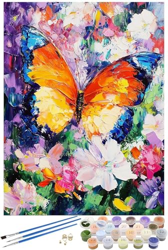 Malen Nach Zahlen Erwachsene Schmetterling Malen Nach Zahlen Kunst Malen Nach Zahlen ab 7 Jahre Mädchen, Handgemalt Ölgemälde für Anfänger mit 3 Pinseln und Acrylfarbe, 100x150cm mit Rahmen -6310 von FHFFTZSC