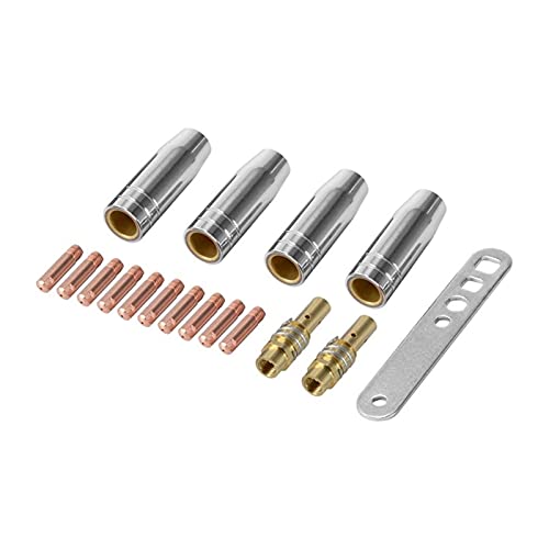 FHIASTGL 17pcs / satz 15ak Schweißdüse Kontakt Tipps 0.8x25mm M6 Gasanschlusshalter Set Brennerdüsen von FHIASTGL