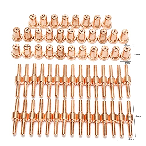 FHIASTGL 6. 0pcs / Set rote Kupfer verlängerte lange Plasmaschneider-Spitze-Elektroden und Düsen-Kit Verbrauchbar for PT31 LG40 40A. Schneidbrennerwerkzeuge Brennerdüsen von FHIASTGL