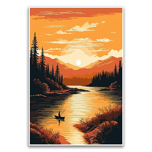 Illustratives Poster im Seeside-Postkarten-Stil, buntes schönes Naturposter für Abenteuer, 30,5 x 45,7 cm, ungerahmtes Poster, Premium-Poster auf 45,4 kg Glanzpapier, gedruckt in den USA, FHJP1183 von FHJ