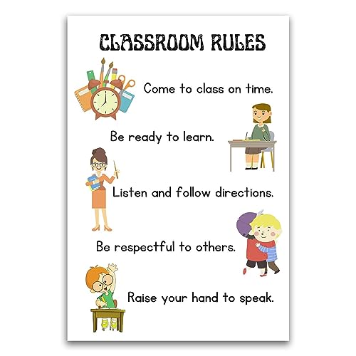 Poster "Classroom Rules" – Pädagogisches Schulposter für Grundschulklassenzimmer – 30,5 x 45,7 cm ungerahmtes Poster – Premium-Poster auf 45,4 kg Glanzpapier – gedruckt in den USA FHJP1115 von FHJ