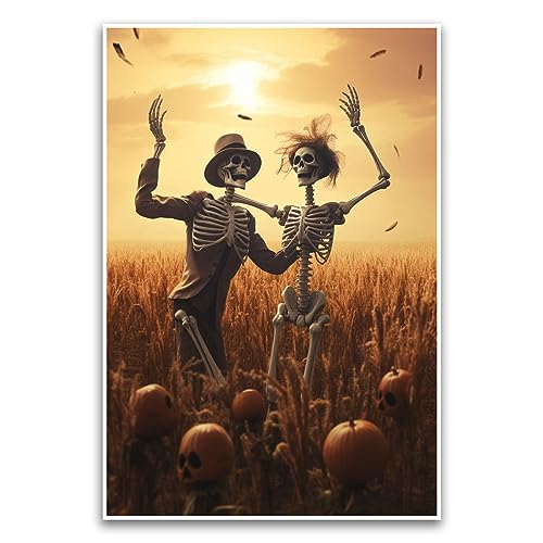 Poster "Happy Skeletons Dancing In A Field", lebendiges, glückliches Weizenfeld-Szenen-Poster, 30,5 x 45,7 cm, ungerahmtes Poster, Premium-Poster auf 45,4 kg Glanzpapier, gedruckt in den USA, FHJP1159 von FHJ