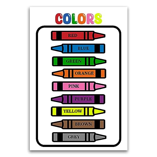 The Colors Crayon Pädagogisches Poster – Pädagogisches Lernen für Kinder Klassenzimmer Schule Poster – 30,5 x 45,7 cm ungerahmtes Poster – Premium-Poster auf 45,4 kg Glanzpapier – gedruckt in den USA von FHJ