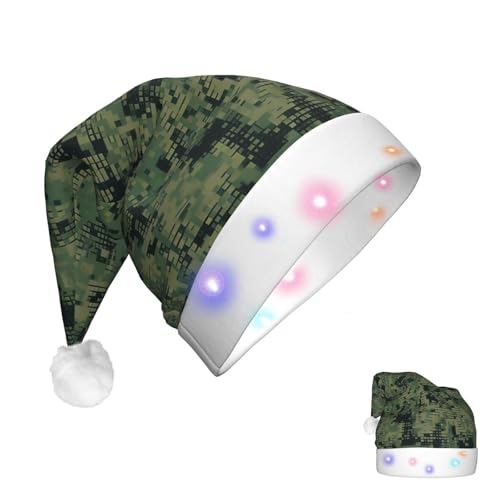 FHPCE Weihnachtsmütze aus Plüsch, mit LED-Lichtern, digital, Camouflage, für Erwachsene von FHPCE