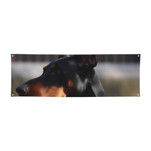 Große Banner, blanko, Dobermann, personalisiertes Banner, 300D-Polyester, blanko, Partyschilder mit vier runden Metalllöchern, Banner für Lndoor, Outdoor-Party-Dekoration von FHPCE