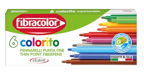 FIBRACOLOR Colorito Packung mit 6 Filzstiften, feine Spitze, superwaschbar von FIBRACOLOR