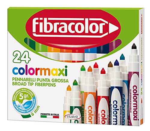 FIBRACOLOR Colormaxi Filzstifte, Spitze, groß, 24 Stück von FIBRACOLOR