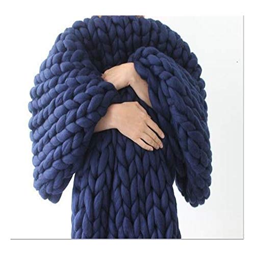 FIDGUBEU Wolle Zum HäKeln,HäKelgarn 1 Teile / 500g Super Dicke Viskose Chunky Garn Roving Garn Spinning Hand Strick Spin Garn Winter Warme Wohnkultur Sofa Decke(Dark Blue) von FIDGUBEU