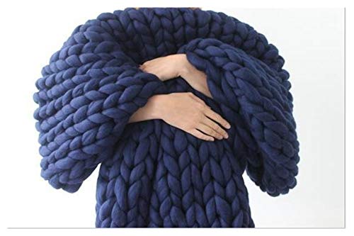 FIDGUBEU Wolle Zum HäKeln,HäKelgarn 1000g / Kugel Dicke klobige Garn Weiche Garn DIY sperrige Arm Roving Strickdecke Hand Strick Spinning Häkeln Hutschal(Dark Blue) von FIDGUBEU