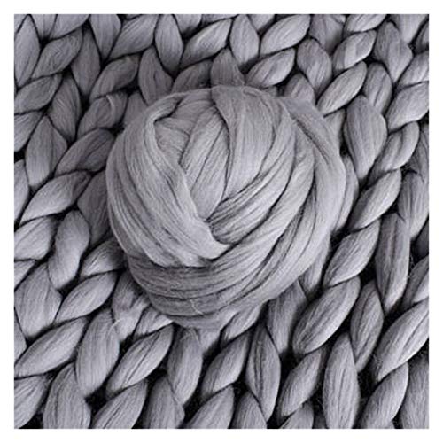 FIDGUBEU Wolle Zum HäKeln,HäKelgarn 1000g / Kugel Dicke klobige Garn Weiche Garn DIY sperrige Arm Roving Strickdecke Hand Strick Spinning Häkeln Hutschal(Light Grey) von FIDGUBEU