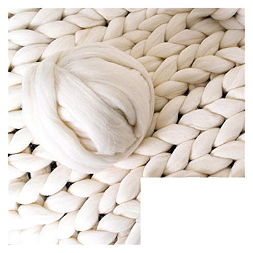 FIDGUBEU Wolle Zum HäKeln,HäKelgarn 1000g / Kugel Dicke klobige Garn Weiche Garn DIY sperrige Arm Roving Strickdecke Hand Strick Spinning Häkeln Hutschal(White) von FIDGUBEU