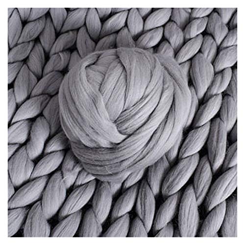 FIDGUBEU Wolle Zum HäKeln,HäKelgarn 1000g / Kugel super Dicker natürlicher klobiger Garnfilz-Roving-Garn für drehende Hand Stricken Spin-Garn-DIY-Deckenversorgung(Light Grey) von FIDGUBEU