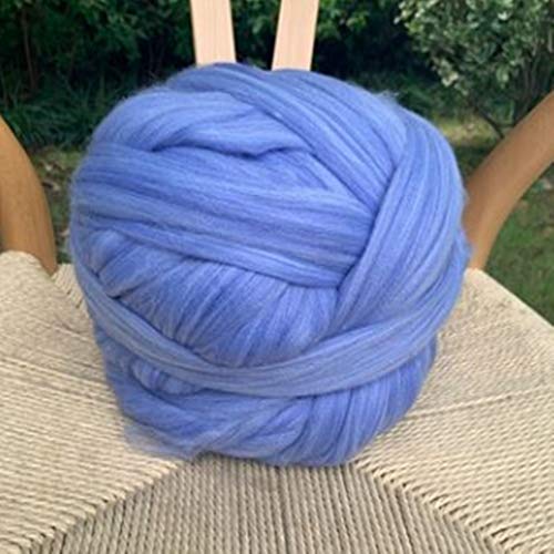 FIDGUBEU Wolle Zum HäKeln,HäKelgarn 1000g / Kugel super Dicker natürlicher klobiger Garnfilz-Roving-Garn für drehende Hand Stricken Spin-Garn-DIY-Deckenversorgung(Sky Blue) von FIDGUBEU