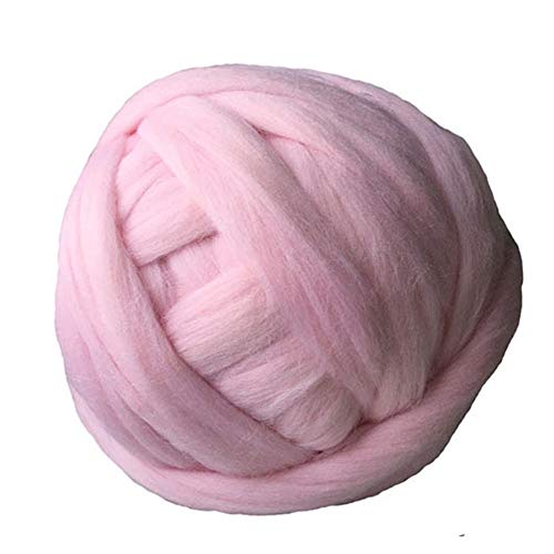 FIDGUBEU Wolle Zum HäKeln,HäKelgarn 1000g / pcs Super Chunky Garn Riesige Roving Spinning für Arm Strickdecken Blitzer Tuch(Baby Pink) von FIDGUBEU