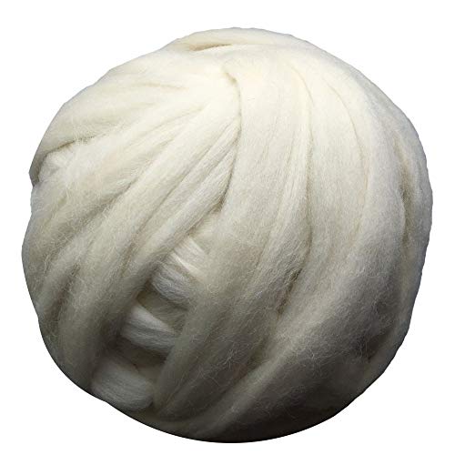 FIDGUBEU Wolle Zum HäKeln,HäKelgarn 1000g / pcs Super Chunky Garn Riesige Roving Spinning für Arm Strickdecken Blitzer Tuch(Cream) von FIDGUBEU