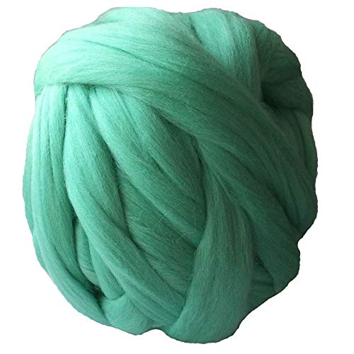 FIDGUBEU Wolle Zum HäKeln,HäKelgarn 1000g / pcs Super Chunky Garn Riesige Roving Spinning für Arm Strickdecken Blitzer Tuch(Crystal Green) von FIDGUBEU