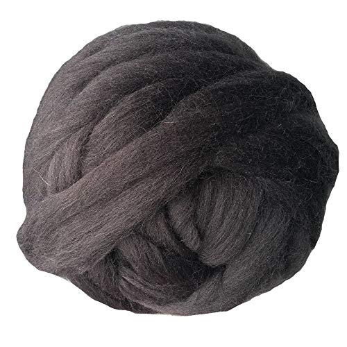 FIDGUBEU Wolle Zum HäKeln,HäKelgarn 1000g / pcs Super Chunky Garn Riesige Roving Spinning für Arm Strickdecken Blitzer Tuch(Dark Grey) von FIDGUBEU