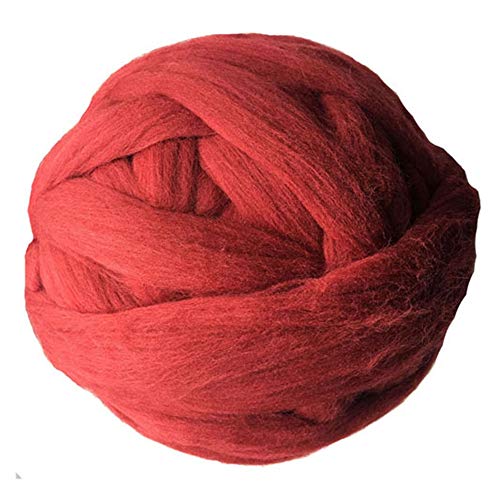 FIDGUBEU Wolle Zum HäKeln,HäKelgarn 1000g / pcs Super Chunky Garn Riesige Roving Spinning für Arm Strickdecken Blitzer Tuch(Dark Red) von FIDGUBEU