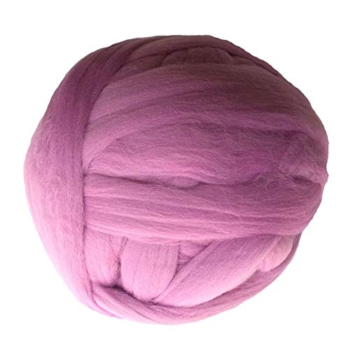 FIDGUBEU Wolle Zum HäKeln,HäKelgarn 1000g / pcs Super Chunky Garn Riesige Roving Spinning für Arm Strickdecken Blitzer Tuch(Light Purple) von FIDGUBEU